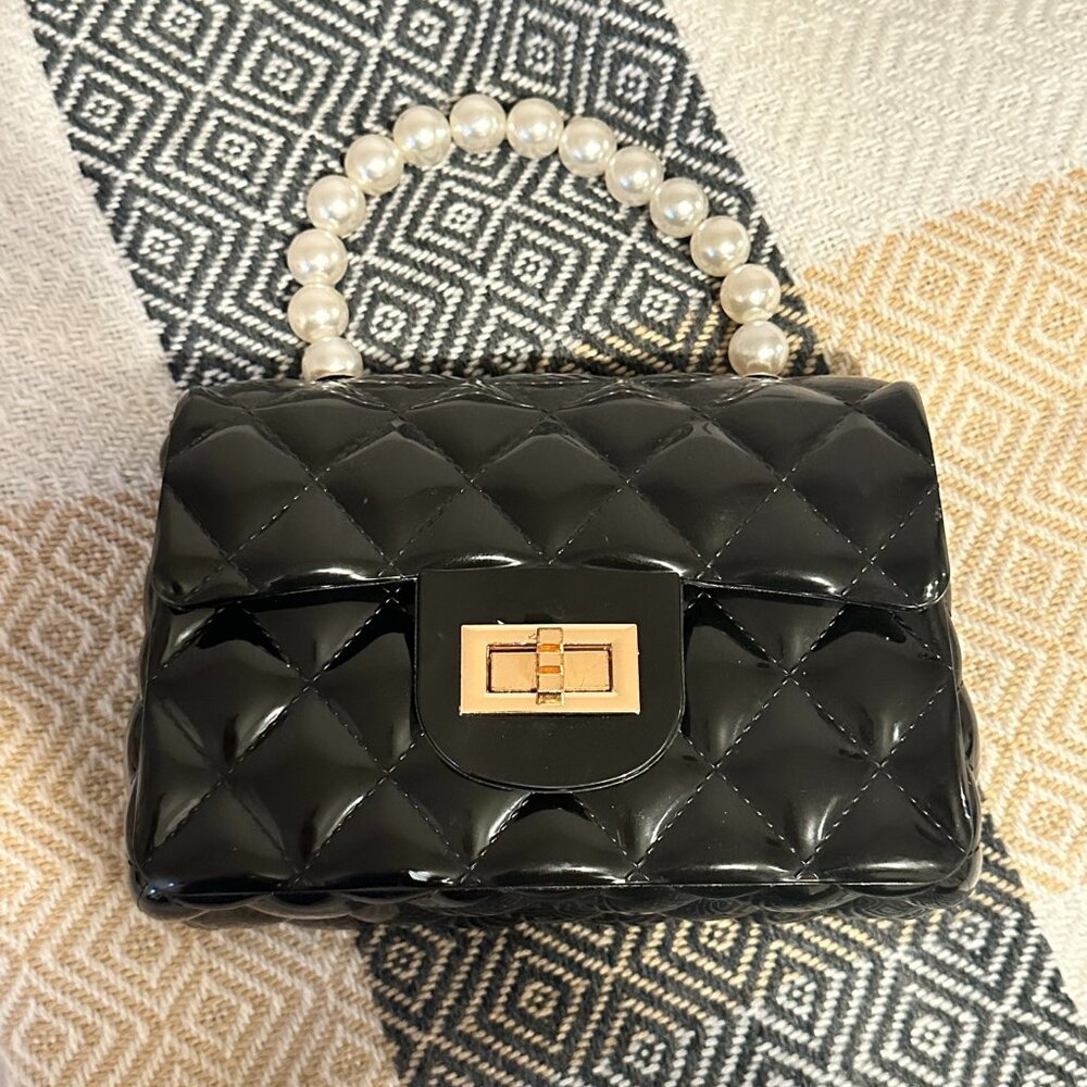 Mini black jelly purse/handbag